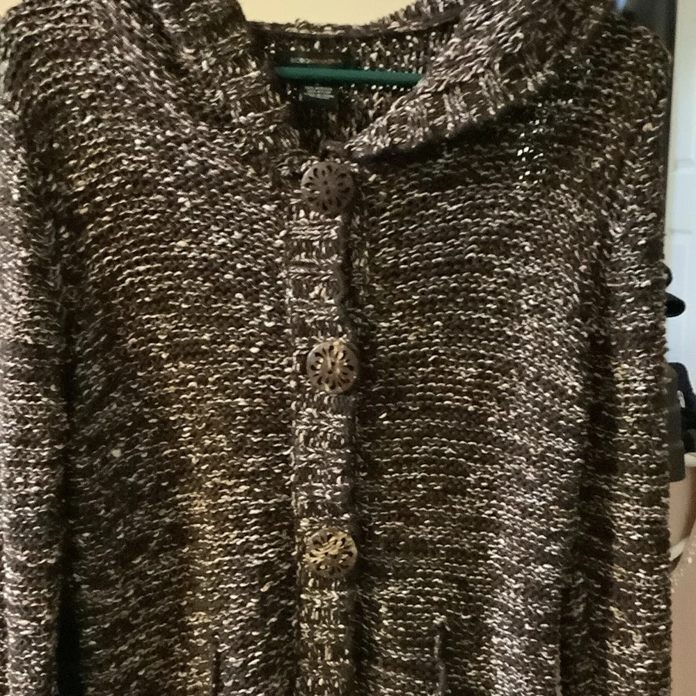BCBGMaxAzria Textured Brown‎ Cardigan, hoodie, fringe